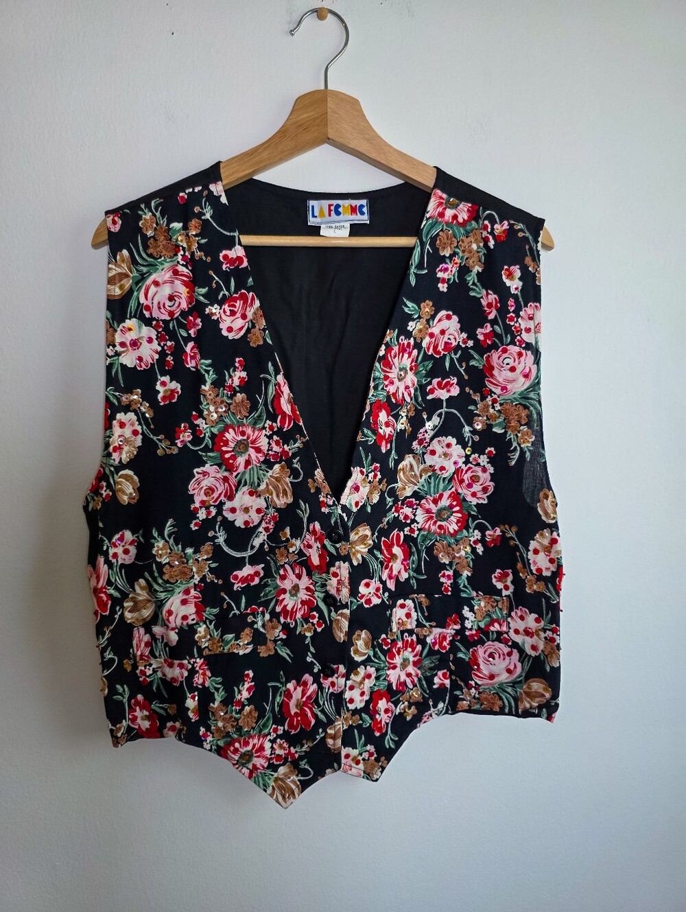 Vintage La Femme Beaded Floral Whimsigoth Vest